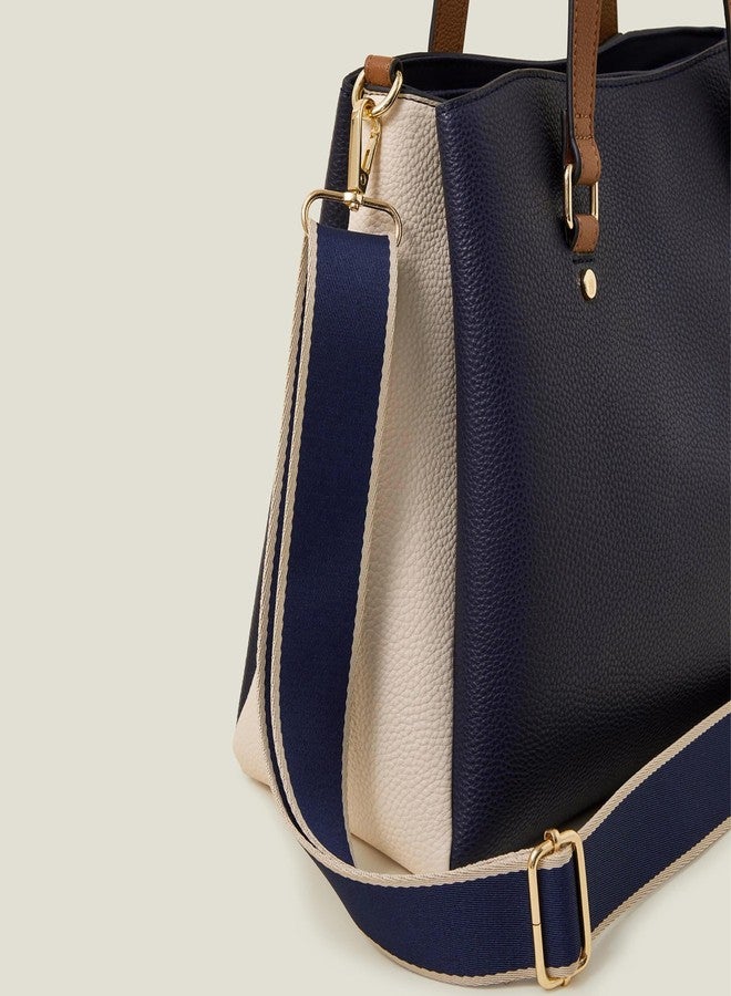 أكسيسورايز حقيبة كتف نسائية من أكسسورايز لندن، لون أزرق متداخل | حقائب يد نسائية للاستخدام المكتبي | حقيبة عمل نسائية | حقيبة كتف نسائية || تتسع لأجهزة كمبيوتر محمول حتى 14 بوصة - Image 5